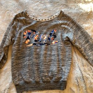 PINK grey sweatshirt with floral print